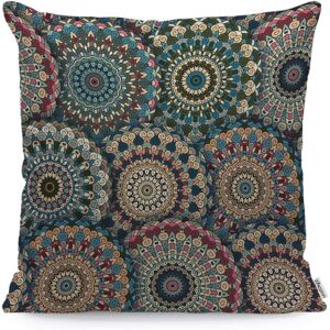 Housse De Coussin Mandala Boho Chic Fleur Sans Couture Motif Floral Élégant Ornement Bleu Rose Beige Taie D'oreiller En Lin Doux Pour Chambre/Salon Garçon Fille 45,7 X 45,7 Cm - Publicité