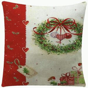 Décorations De Noël En Lin Housse De Coussin Housses De Coussin Taie D'oreiller Carrée 18x18 Pouces / 45x45 Cm - Rouge Et Vert 8# - Publicité