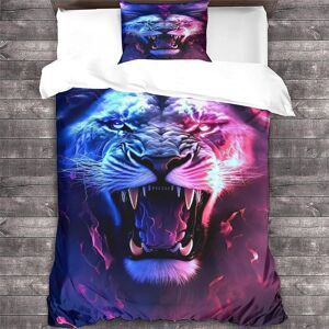 Lion Parure De Lit Pi¿¿Ces Faune Animal Housse De Couette Et Taie D'oreiller En Microfibre De Coton Confortable Et Douce Single£¿Xcm£© 200 * 200 Cm - Publicité