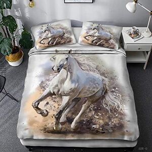 Blanc Noir Cheval Courant Housse De Couette,Avec Taies D'oreiller X,Animal Cheval Parure De Lit En Microfibre Douce Pour Unisexe - Publicité