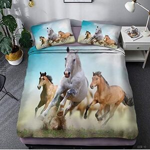 Blanc Noir Cheval Courant Housse De Couette,Avec Taies D'oreiller X,Animal Cheval Parure De Lit En Microfibre Douce Pour Unisexe - Publicité