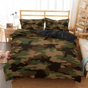 D Parures De Lit Sports Militaire Camouflage Sports Vert Nuages, Xcm Total Tailles Avec Taie D'oreiller, Pi¿¿Ces Housse De Couette Avec Taies D'ore - Publicité