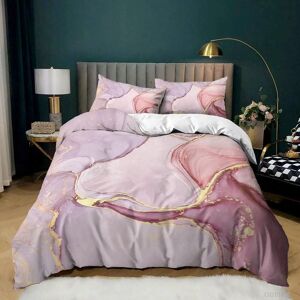 Housse De Couette Xcm D Imprim¿¿ Motif Rose Violet Parure De Lit Ensemble De Literie Pi¿¿Ces Ultra Douce Confortable Microfibre Hypoallergique Avec Fer - Publicité