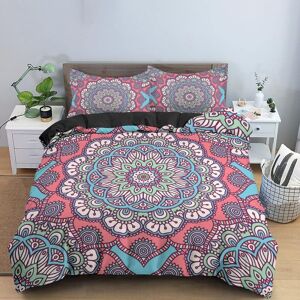 Parure De Lit Boh¿¿Me Mandala Avec Housse De Couette Et Taie D'oreiller En Microfibre Douce Rose Pour Enfants, Filles, Femmes, Double, Pi¿¿Ces - Publicité