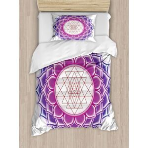 Parure De Lit Lotus, Géométrie Yantra Mandala Triangle Yoga Illustration, Parure De Lit Avec Housses De Couette Et Taies D'oreiller, Lot De , Taille Double, Violet Fuchsia - Publicité