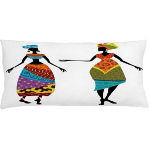 Housse De Coussin Africaine, Motif Femme En Costume Traditionnel, Silhouettes Ethniques, Affichage Vintage, Taie D'oreiller Rectangulaire Décorative, , X , Cm, Multicolore - Publicité