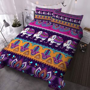 Boho Stripe Literie 3 Piece Bohème Housse De Couette Twin Tribal Paisley Elephant Et Hamsa Main Vintage Violet Sud-Ouest Couvre-Lit - Publicité