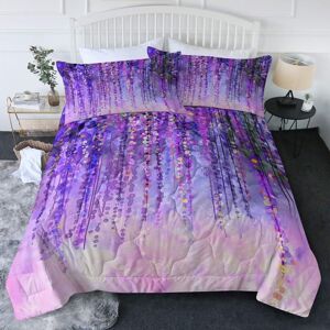 Parure De Lit Aquarelle Wisteria Douce, Lavande Et Violet, Motif Floral Abstrait, Couette Légère, Couette Réversible Et Taies D'oreiller (Double/Double Xl) - Publicité