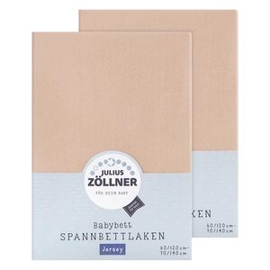 JULIUS ZÖLLNER Drap housse enfant Jersey sable 70x140 cm lot de 2