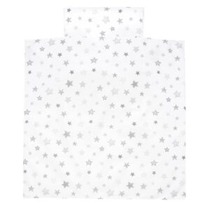 Alvi® Parure de lit enfant etoiles gris argente exclusif, 80x80 cm