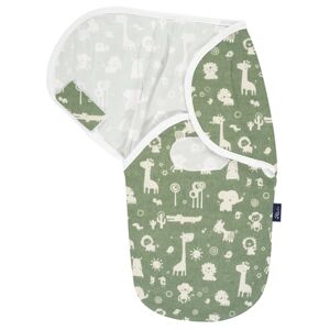 Alvi® Couverture d'emmaillotage bebe Harmonie animaux granit vert granit/blanc