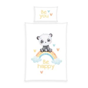 babybest® Parure de lit enfant arc-en-ciel panda 100x135 cm