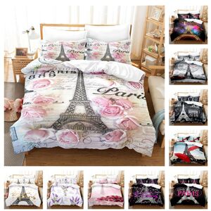 F2023 Ensemble de literie pour chambre de femme, lit simple/double 3D, housse de couette en duvet, 2/3 pièces AU180 * 210, Textile de maison doux en microfibre pleine grandeur - Publicité