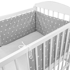 AmazingGirlsc Tour de lit bébé garcon 180 x 30 cm - contour lit bébé respirant Gris avec des étoiles blanches - Publicité