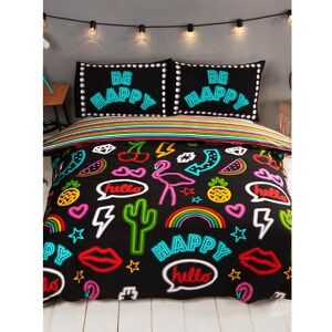 Be Happy Neon Duvet Cover Set