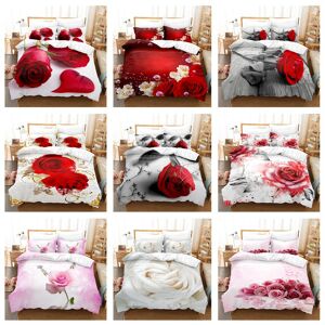 Parure de lit Rose 3D, housse de couette pour la saint-valentin, 2/3 pièces, pour chambre de femme, AU180 * 210, lit simple/double, imprimé floral, Textile de maison - Publicité