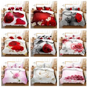 G-2000 Parure de lit Rose 3D, housse de couette pour la saint-valentin, 2/3 pièces, pour chambre de femme, AU180 * 210, lit simple/double, imprimé floral, Textile de maison - Publicité