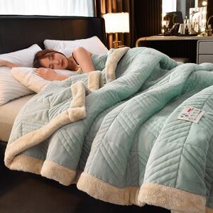 Couverture de lit matelassée moderne pour lit simple d hiver 150x200, drap de lit chaud et moelleux en velours polaire Ultra doux, antistatique réversible - Publicité