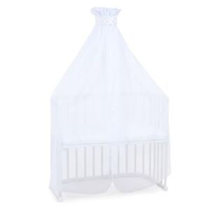 babybay Moustiquaire et Ciel de lit piqué avec Bande Compatible avec Tous Les modèles jusqu'à 96 cm de Longueur, étoiles Blanches et Gris Perle - Publicité