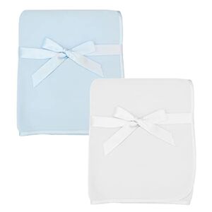 American Baby Company Lot de 2 couvertures polaires, bleu et blanc, 30 x 30 cm, pour garçons et filles - Publicité