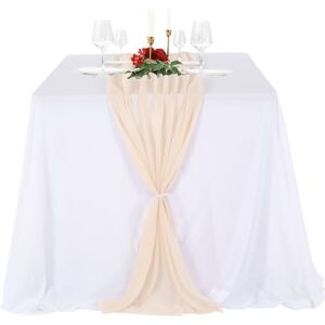 Mateju Chemin de Table en Mousseline de Soie, Chemin de Table Romantique Chemin de Table Mariage Transparent Chemin de Table Tulle Table Runner pour Party Baby Shower (Champagne,75x180cm) - Publicité