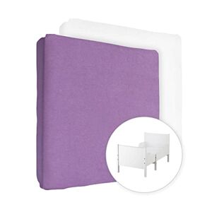 Baby Comfort Lot de 2 draps-housses en jersey 100 % coton pour matelas enfant de 160 x 80 cm (violet + blanc) - Publicité