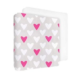 Baby Comfort Lot de 2 draps-housses 100 % coton pour matelas de berceau de 140 x 70 cm (cœurs roses + blanc) - Publicité