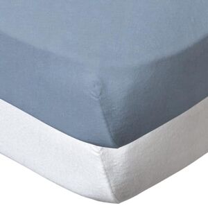 Babycalin lot de 2 draps housse Blanc/Bleu ciel 70x140 cm - Publicité