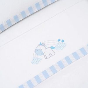 Interbaby Ensemble de draps en FLANELLE Unicornio Nubes en blanc et bleu · pour Lit de bébé · 100% Coton - Publicité
