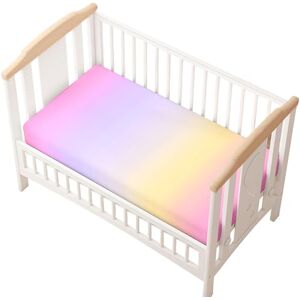 Odot Drap Housse pour Lit de Bébé, Multicolore Draps Housses Enfants Respirant Douce Extensible Protège Matelas pour Lit Bébé, Berceau, Lit Parapluie (Violet,33x75 cm) - Publicité