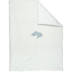 Nattou Petite Couverture douillette pour Bébé en Coton et Polyester, Crocodile Roméo, Avec motif réversible, env. 100 x 75 cm, Roméo, Jules et Sally, Bleu clair - Publicité