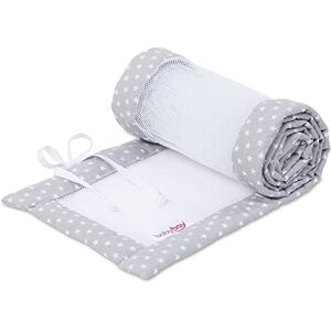 babybay Tour de lit en maille pour lit d'appoint/protection contre les chocs pour lit de bébé, convient pour modèle Maxi, Boxspring, Comfort et Comfort Plus, gris clair étoiles blanches - Publicité