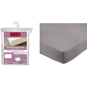 DODO protège-Matelas en Molleton 100% Coton Forme Drap Housse traité Anti-rétrécissement 90 x 190 cm & Amazon Basics Drap-Housse en Microfibre Gris foncé 90 x 190 x 30 cm - Publicité