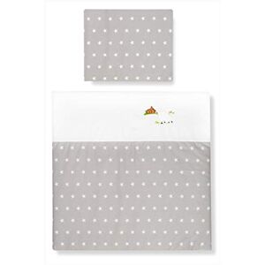 Amilian Parure de lit pour poussette avec broderie pour bébé 80 x 80 cm + housses de 35 x 40 cm 100 % coton disponible (étoiles gris/blanc avec mouton, 2 pièces) - Publicité