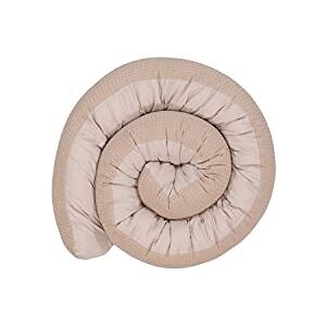 ULLENBOOM ® Tour de lit bébé serpent 200x13 cm en beige (Made in EU) Nid de bébé pour le lit bébé, housse : 100% coton ÖkoTex, Rouleau de lit pour le berceau, motif gaufré - Publicité