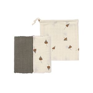 Lässig Baby Couverture de puériculture Drap de puériculture Lot de 2 en coton 60 x 60 cm/Swaddle & Burp Blanket M taupe - Publicité