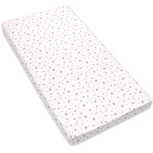 Amilian Drap-housse pour lit de bébé 60 x 120 cm, 70 x 140 cm 100 % coton Pour lit de bébé Dimensions : 140 x 70 cm Motif : petites étoiles roses - Publicité