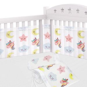 Aolso Cot Bumper, 2Pcs Breathable Mesh Cot Liner, Crib Rail Cover Baby Crib Bumper, Baby Boys Girls Nursery Breathable Crib Bed Liner Bumper (Unicorn） - Publicité