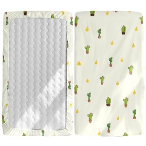 Odot Drap Housse pour Lit Bébé à Motif Cactus Nordique, Drap Housses Enfant en Microfibre Doux Respirant, Protège Matelas Compatible pour Berceau, Couffin et Nacelle (Beige,75x30cm) - Publicité