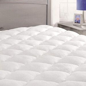 ExceptionalSheets eLuxurySupply Protège-matelas en bambou avec surmatelas en peluche de refroidissement, blanc, Bambou, Weiß, 194 cm x 204 cm - Publicité