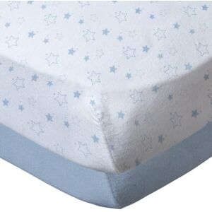 Babycalin Lot de 2 draps housse 70x140x17cm Etoile bleue certifié OEKO-TEX - Publicité