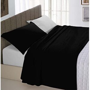 Italian Bed Linen CL-NC-Nero/Grigio chiaro-2P Natural Color ensemble de draps de lit, Noir/Gris clair, Double, 100 % Coton - Publicité