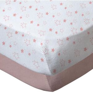 Babycalin Mixte Lot de 2 draps Housse 70 x 140 cm, Etoile Rose plus Uni Rose, 70 x 140 cm (Lot de 2) - Publicité