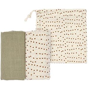 Lässig Baby Couverture de puériculture Drap de puériculture Lot de 2 en coton 60 x 60 cm/Swaddle & Burp Blanket M caramel - Publicité