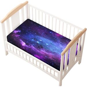 Odot Drap Housse pour Lit de Bébé, Ciel étoilé Impression Draps Housses Enfants Respirant Douce Extensible Protège Matelas pour Lit Bébé, Berceau, Lit Parapluie (Étoile,33x75 cm) - Publicité