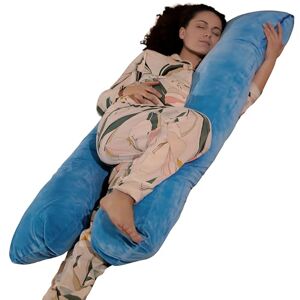 Bananair Coussin de Grossesse et d'allaitement en Forme de U Oreiller pour Femme Enceinte, Doux & Confortable, Soulage Le Dos et Le Cou Déhoussable, Lavable en Machine (Bleu, Velours, 140 x 80 cm) - Publicité