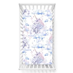 Odot Drap Housse pour Lit de Bébé, Cartoon Cheval Draps Housses Enfants Respirant Douce Extensible Protège Matelas pour Lit Bébé, Berceau, Lit Parapluie (Blanc,45x90 cm) - Publicité