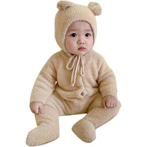 CHICIRIS Bébé Ours Combinaison Nylon Peau Amicale Couverture Complète Combinaison à Capuche pour Bébés Mignon Extensible Chaud Extérieur Mouvement Libre pour l'automne (73CM) - Publicité