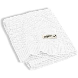 Mikos SweetDreams 1020 Couverture en tricot pour bébé, enfant et nouveau-né II en fibres de coton et acrylique doux certifié Oeko-Tex 100 Standard hypoallergénique 80 x 100 cm (blanc) - Publicité