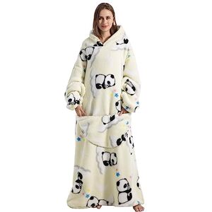 Shamdon Home Collection Longue Sweat à Capuche, Pull Couverture à Capuche, Capuchon Sherpa Peluche à Manches TV Plaid Couvertures Femme Homme - Publicité